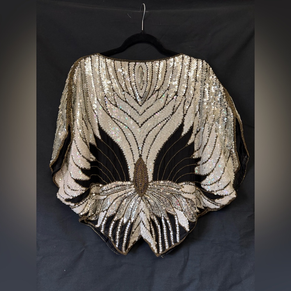 Vintage Sho Max Originals New York Glam 100% Silk Sequined top Butterfly Costume - Picture 2 of 11